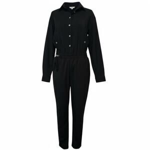 Anthony Vaccarello Noir wool jumpsuit size FR 34 shirt collar long sleeve pants